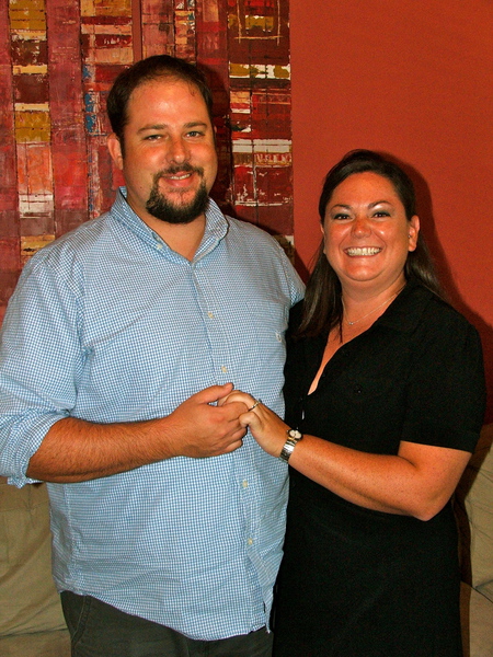 Cedar Works Residents Merrick Platt and Michael Avery are engaged, Rocketts Landing, Richmond Virginia at The Boathouse restaurant